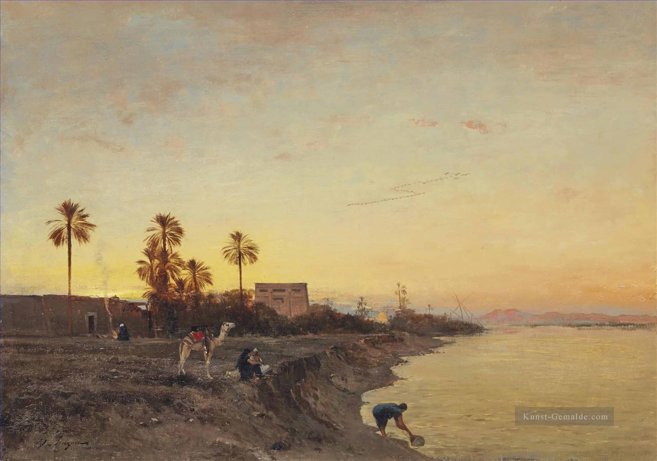 Am Ufer des Nils Ägypten Victor Huguet Orientalist Ölgemälde